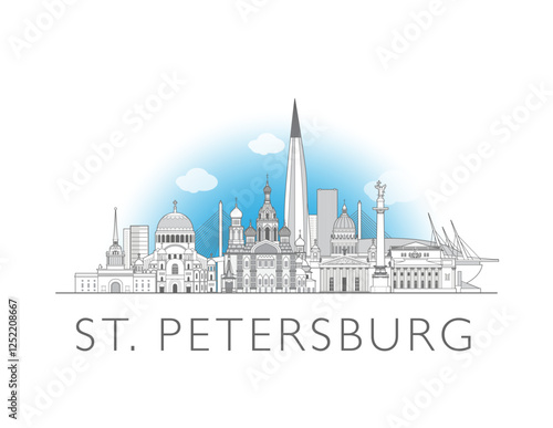 St. Petersburg skyline cityscape vector illustration