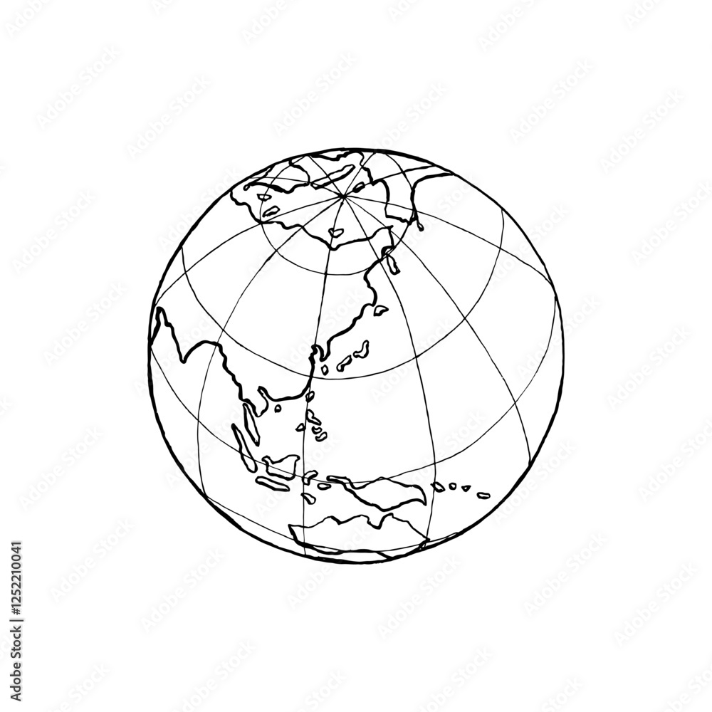 Globe Asia continents hand-drawn doodle cartoon vector planet Earth. Globe Asia continents hand-drawn doodle cartoon vector planet Earth.