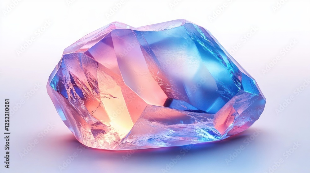 Elegant 3D Crystal Object with Blue Pink Gradient Smooth Edges Modern Design Elegant 3D Crystal Object with Blue Pink Gradient Smooth Edges Modern Design