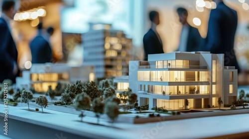 A UK real estate company showcasing property development plans at a marketing event. 