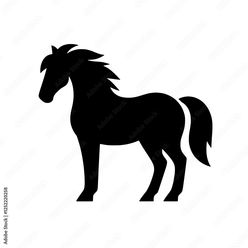 Silhouette of a Horse: A simple yet elegant silhouette of a horse, standing tall and proud against a clear background, perfect for designs, illustrations, and presentations. Silhouette of a Horse: A simple yet elegant silhouette of a horse, standing tall and proud against a clear background, perfect for designs, illustrations, and presentations.
