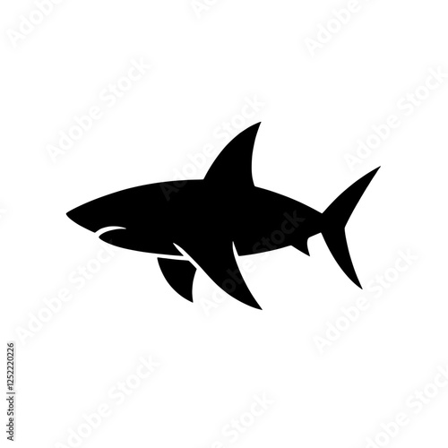 Shark Silhouette: A bold and simple silhouette of a shark, capturing its powerful form and iconic predatory presence. This striking design is perfect for creating a sense of danger, strength.