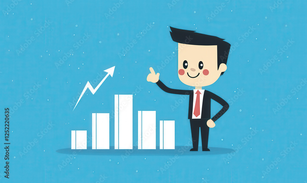 Business people explain to economic charts Business people explain to economic charts