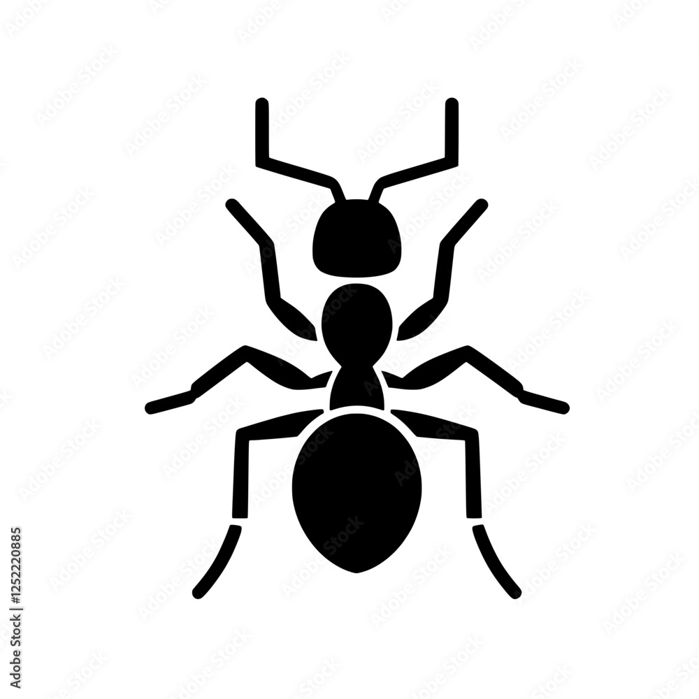 Ant Silhouette Icon: A simple, bold silhouette of an ant, perfect for illustrations, infographics, or educational materials. The design features a clean, minimalist style. Ant Silhouette Icon: A simple, bold silhouette of an ant, perfect for illustrations, infographics, or educational materials. The design features a clean, minimalist style.