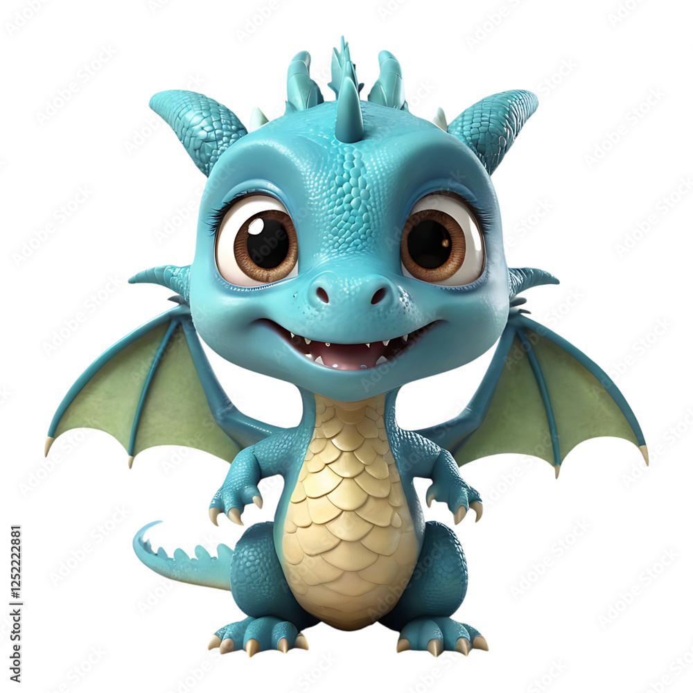 Small Blue Dragon with Wings and Big Eyes Small Blue Dragon with Wings and Big Eyes