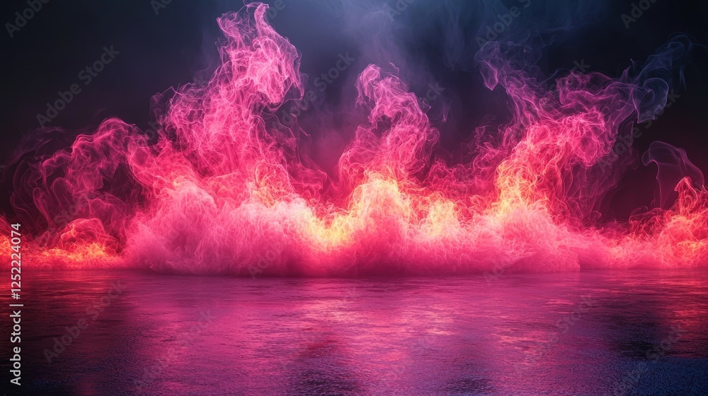 Fototapeta premium Pink and Orange Fire Clouds Above Still Water