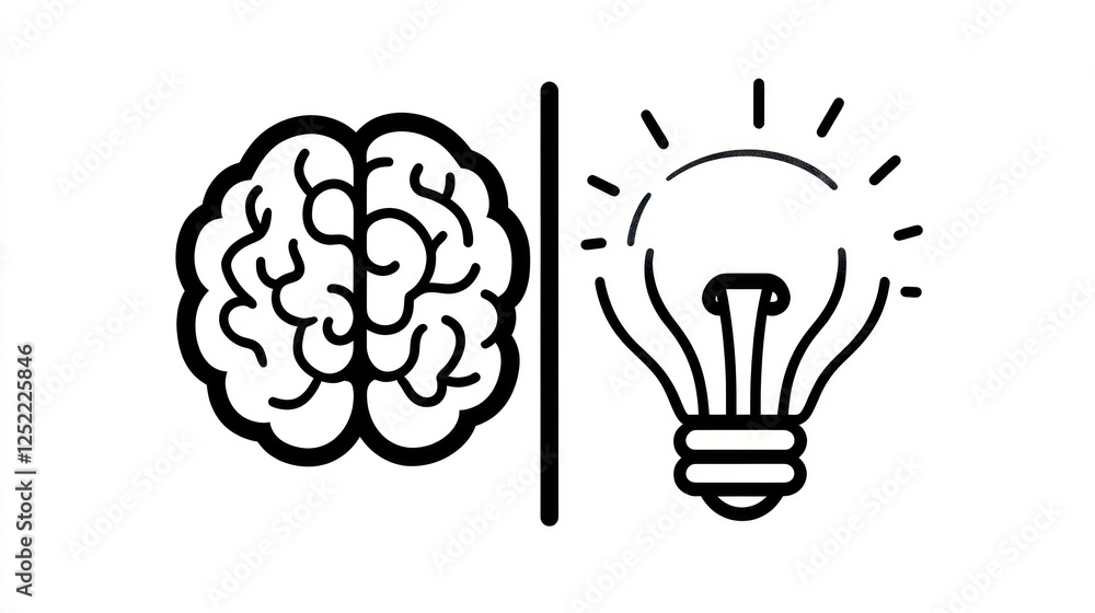 Illustration of Brain and Lightbulb for Inspiration Illustration of Brain and Lightbulb for Inspiration