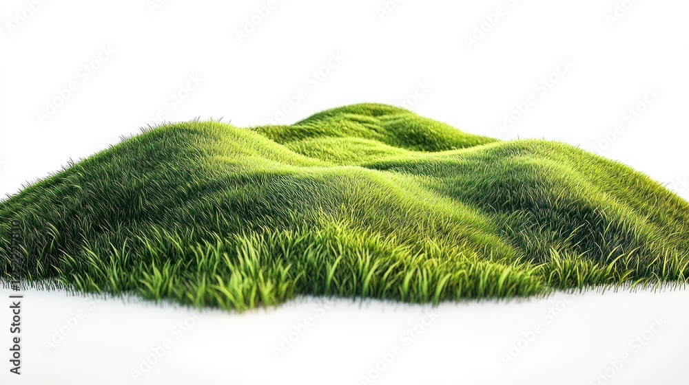vibrant green hill lush grass landscape nature isolated white vibrant green hill lush grass landscape nature isolated white