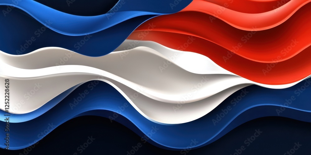 Abstract Wavy Design with Red, White, and Blue Color Palette: Modern Artistic Background Texture Abstract Wavy Design with Red, White, and Blue Color Palette: Modern Artistic Background Texture
