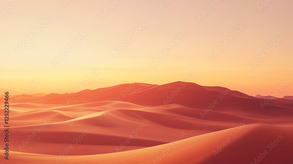 Golden Sunset Over Rolling Desert Dunes Golden Sunset Over Rolling Desert Dunes