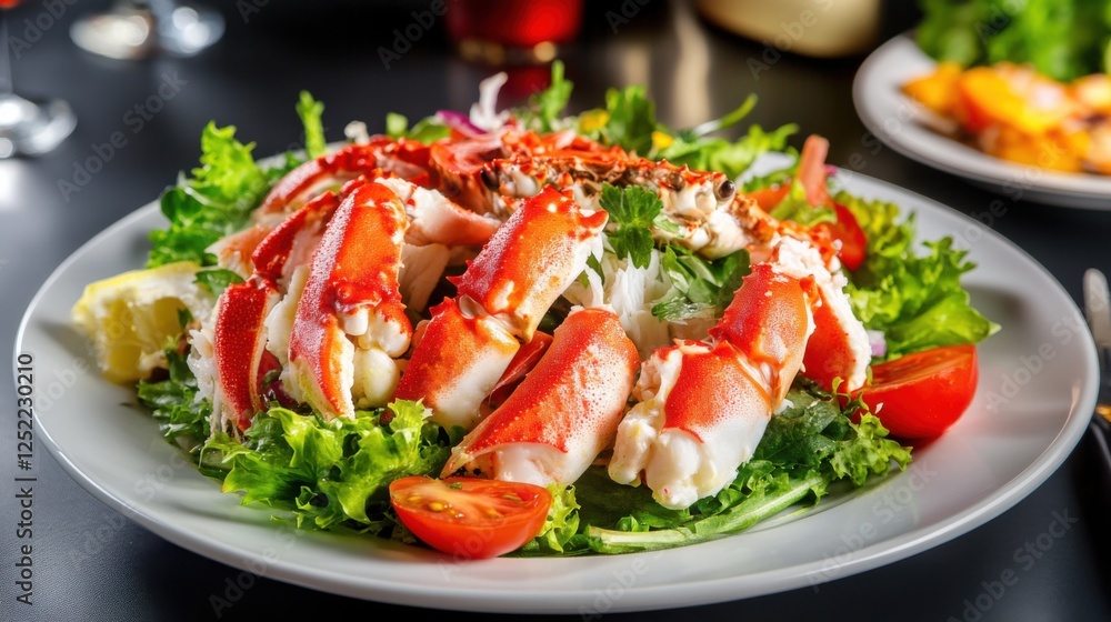 Freshly Prepared Seafood Salad with Succulent Crab and Greens Freshly Prepared Seafood Salad with Succulent Crab and Greens