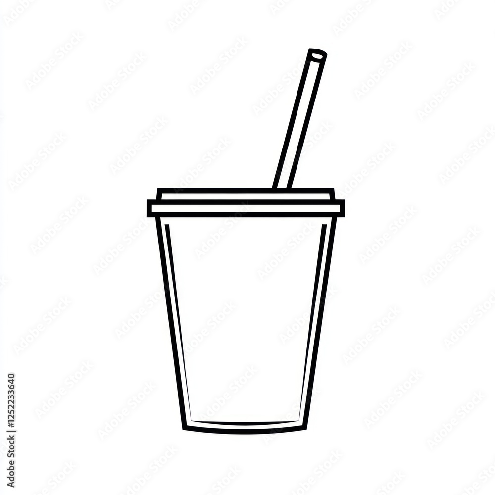 Styrofoam Cup with Straw, Isolated Graphic Styrofoam Cup with Straw, Isolated Graphic