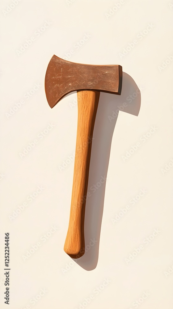 Wooden Axe on Light Background with Soft Shadowing Effect Wooden Axe on Light Background with Soft Shadowing Effect