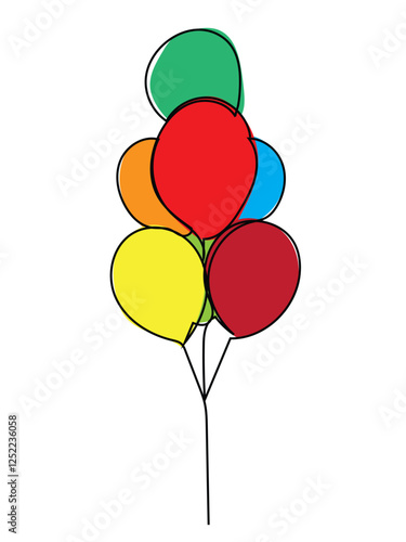 Balloons in continuous line art on a white background. photo