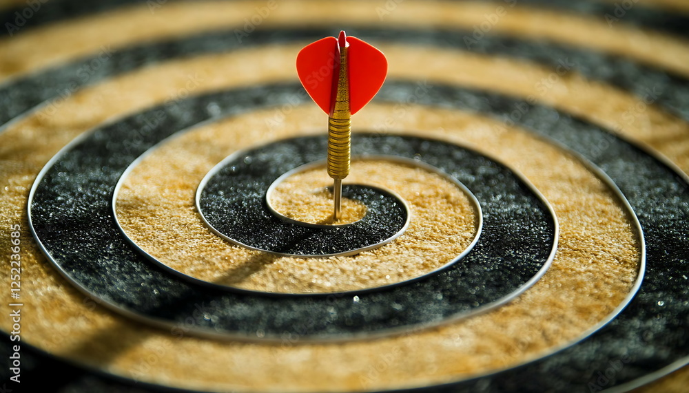 Darts on a dart board a red arrow hitting Darts on a dart board a red arrow hitting