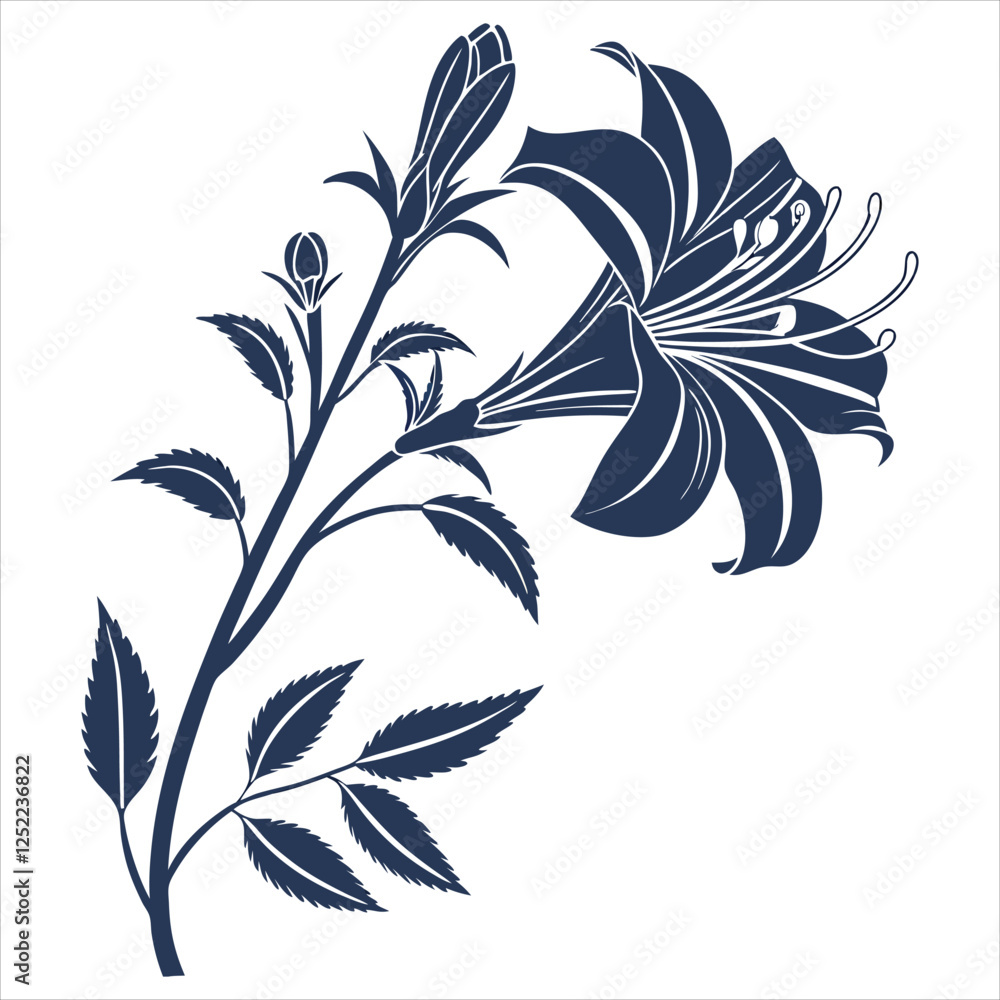 Fototapeta premium silhouette flower on white background