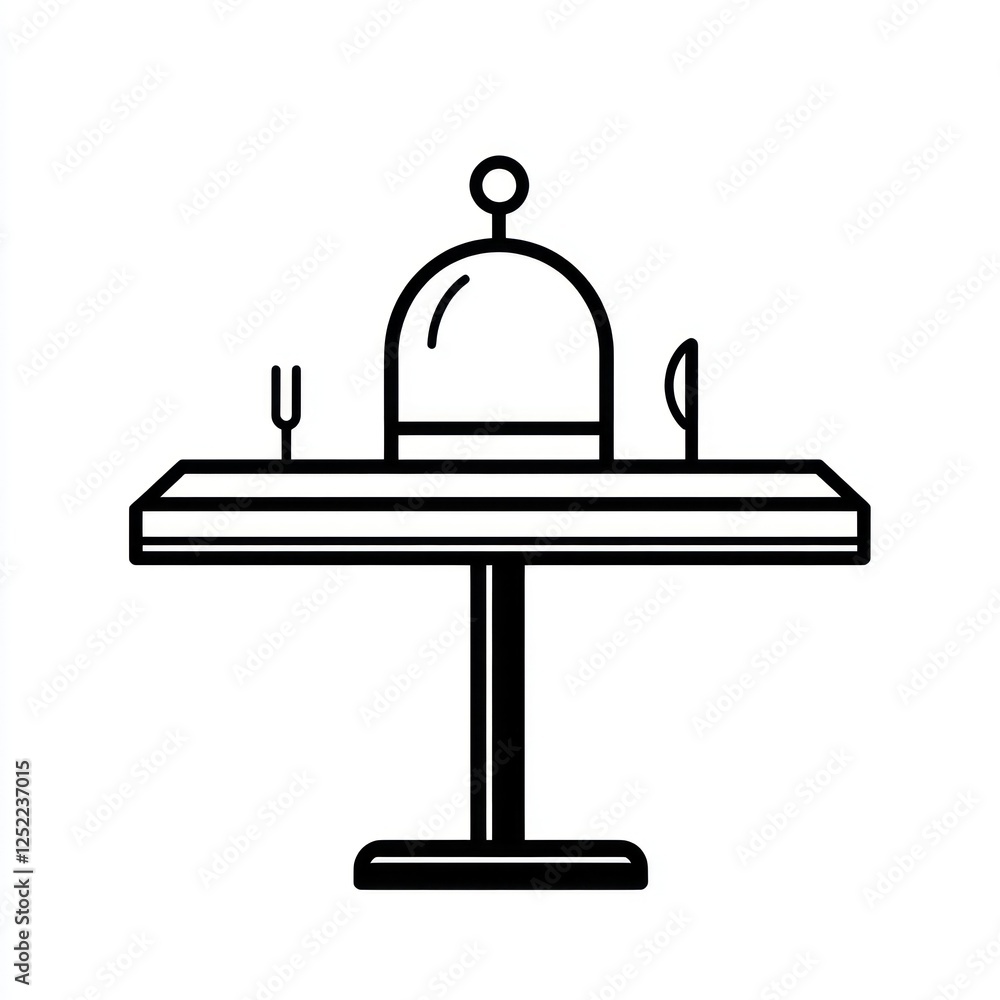 Simple Line Art Table with Covered Dish Simple Line Art Table with Covered Dish