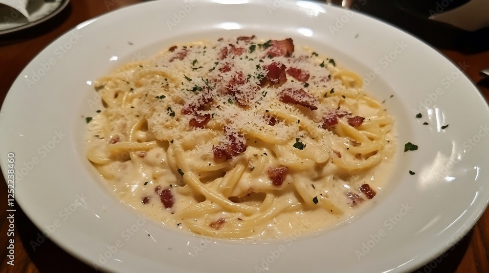 Creamy Carbonara Pasta Restaurant Dinner Creamy Carbonara Pasta Restaurant Dinner