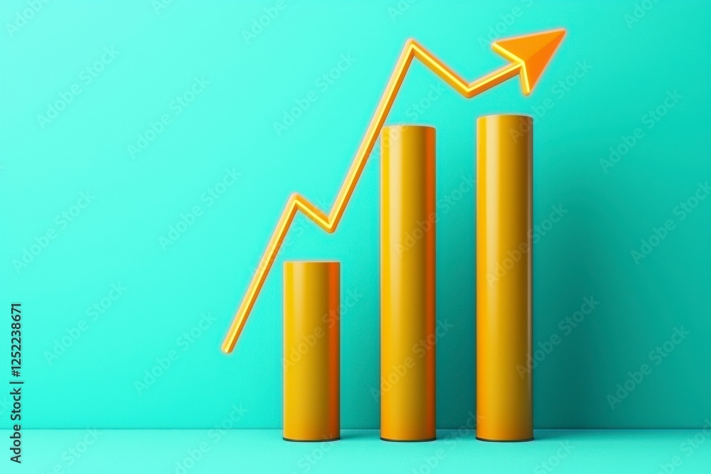 Boosting Progress with Yellow Bar Graph on Turquoise Background for Business and Financial Growth Concepts Boosting Progress with Yellow Bar Graph on Turquoise Background for Business and Financial Growth Concepts