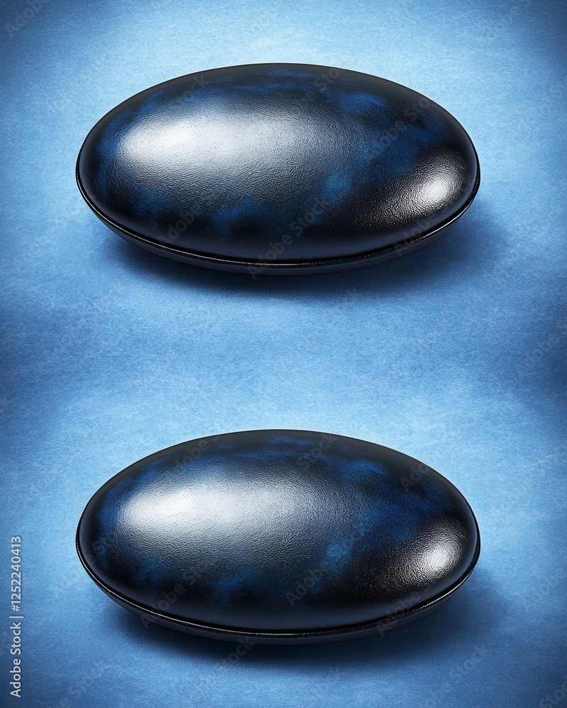 Elegant Black Stone on Soft Blue Background for Minimalist Design and Creative Projects Elegant Black Stone on Soft Blue Background for Minimalist Design and Creative Projects