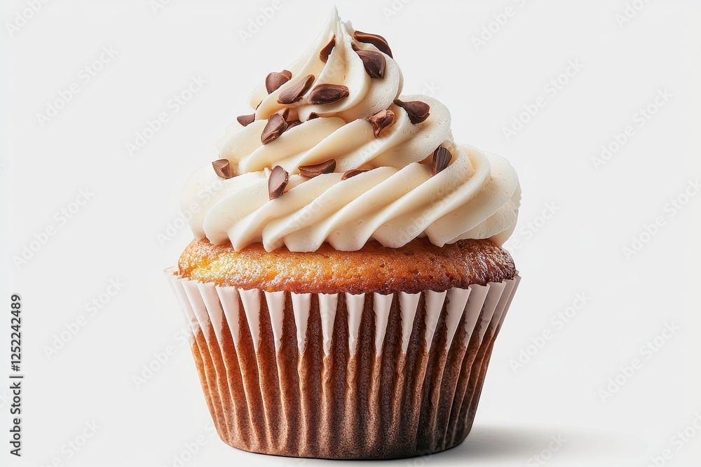 Delicious Vanilla Cupcake with Creamy Frosting and Chocolate Chips Delicious Vanilla Cupcake with Creamy Frosting and Chocolate Chips