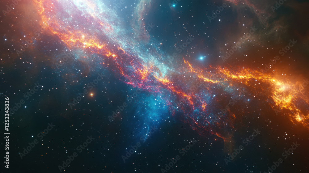 Vibrant Cosmic Nebula with Stars and Bright Gas Clouds in Space Vibrant Cosmic Nebula with Stars and Bright Gas Clouds in Space