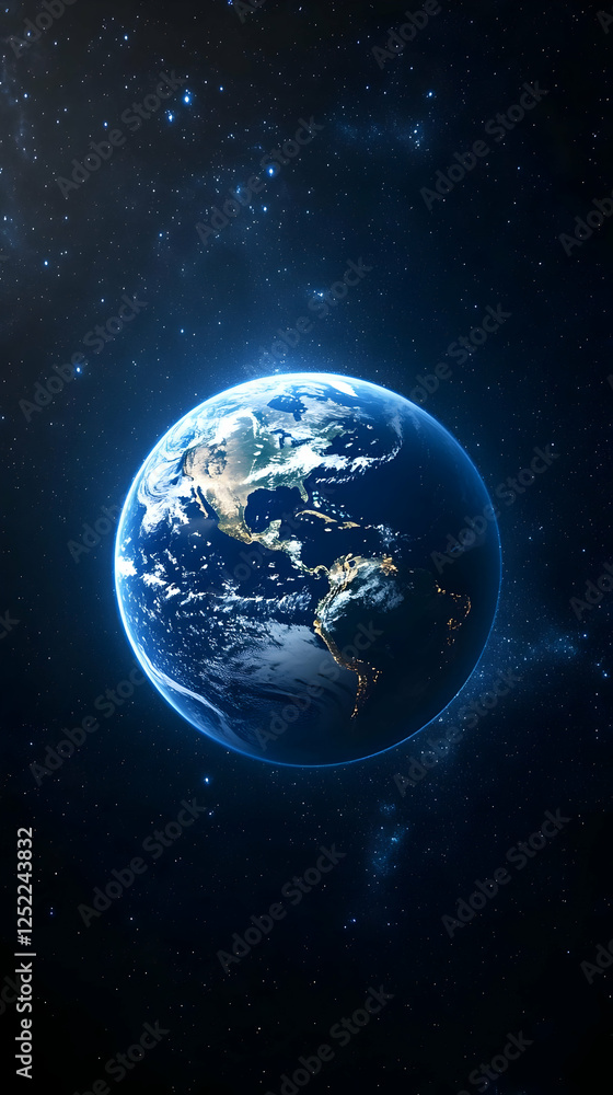 Fototapeta premium Earth, space, night, stars, globe, cosmic, background, wallpaper