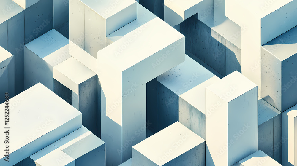 Fototapeta premium Abstract geometric pattern of interlocking stone blocks in various shapes and sizes, creating a modern and dynamic vector illustration with intricate details. Metamorphic Architecture. Illustration