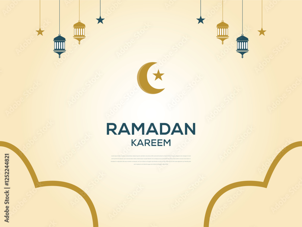 Ramadan. Card. Crescent with stars and lanterns. Eastern ornament. illustration Ramadan. Card. Crescent with stars and lanterns. Eastern ornament. illustration