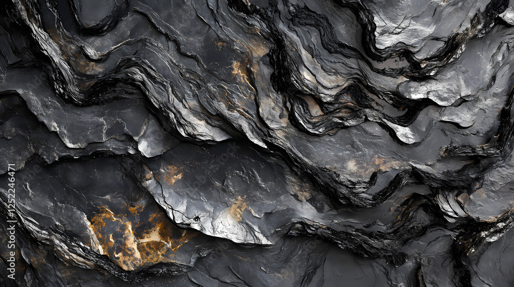 Close-up texture of a black slate stone wall. Metamorphic Architecture. Illustration Close-up texture of a black slate stone wall. Metamorphic Architecture. Illustration