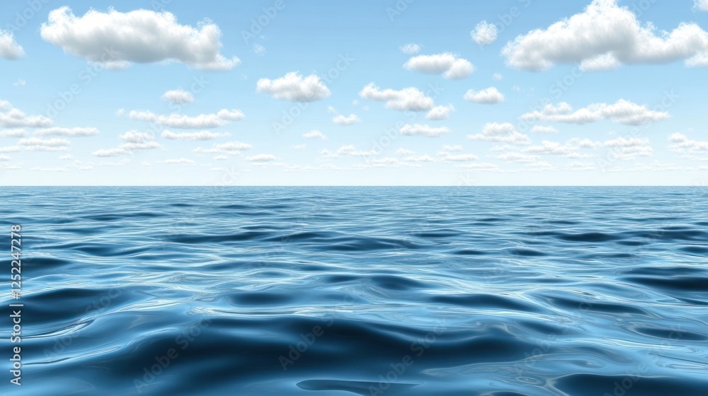 Serene Ocean Scene Under A Blue Sky With Clouds Serene Ocean Scene Under A Blue Sky With Clouds