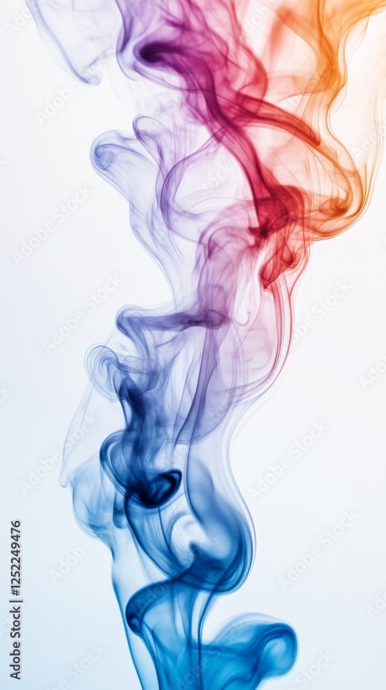 Colorful swirling smoke on white background, abstract art and creativity concept Colorful swirling smoke on white background, abstract art and creativity concept