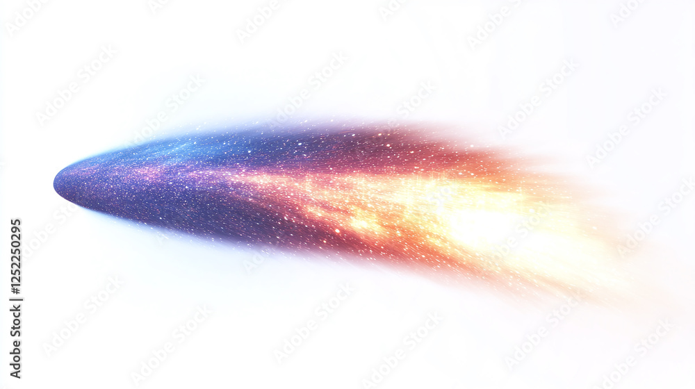 Obraz premium Comet with glowing tail isolated on white background.