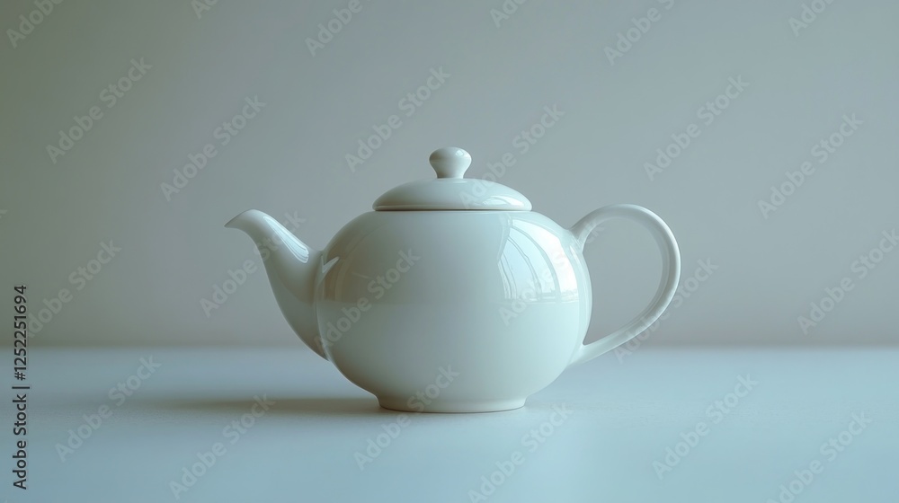 White teapot, simple background, kitchen table White teapot, simple background, kitchen table