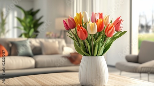 Wallpaper Mural Colorful tulips vase modern living room interior design (1) Torontodigital.ca