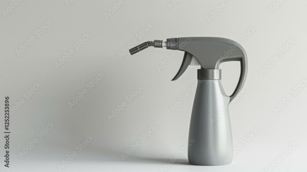 Grey spray bottle on white background; product shot Grey spray bottle on white background; product shot