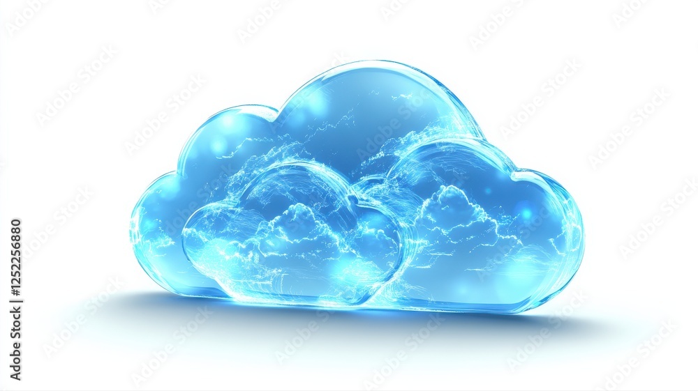 Bright Blue Cloud with Luminous Effects for Creative Design Projects Bright Blue Cloud with Luminous Effects for Creative Design Projects