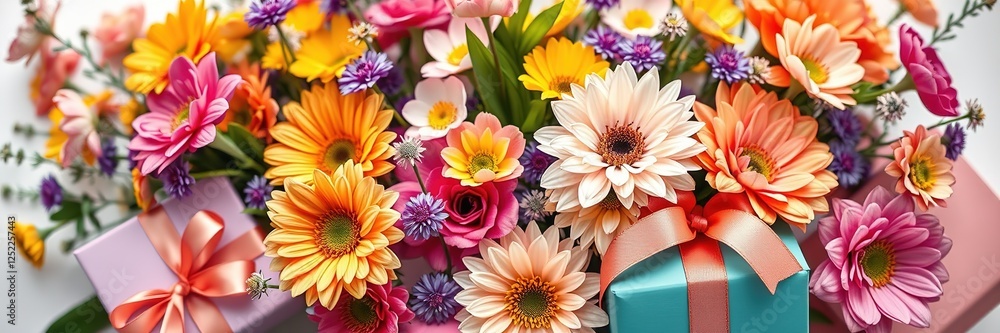 Fototapeta premium Happy Mother's Day: Colorful Bouquet and Presents