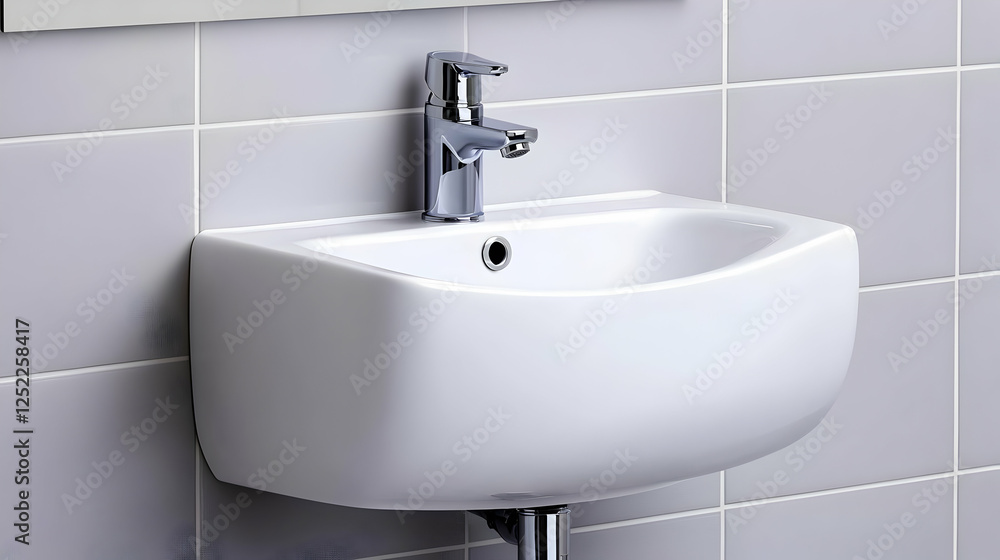 Wall-mounted bathroom sink with chrome faucet Wall-mounted bathroom sink with chrome faucet