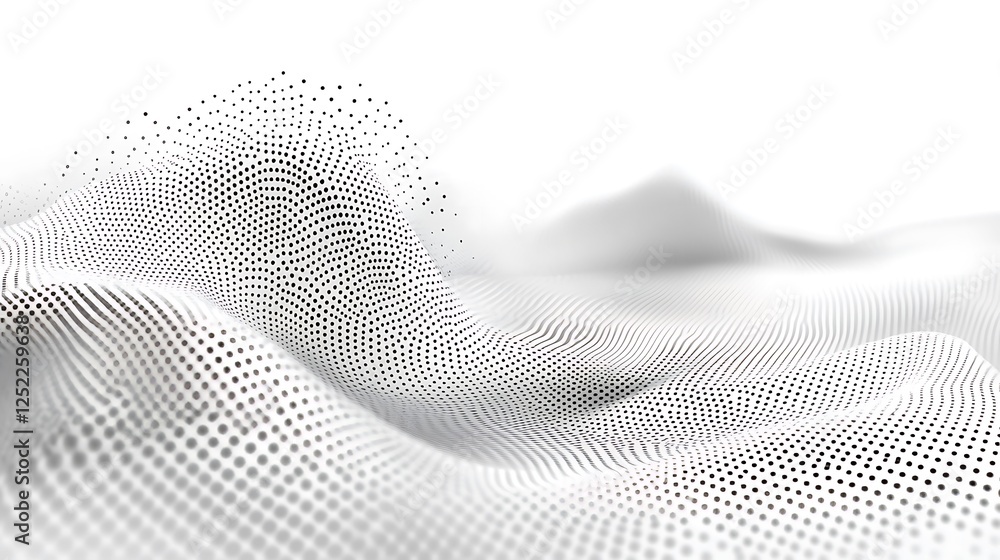 Abstract White And Black Dotted Wave Landscape Abstract White And Black Dotted Wave Landscape