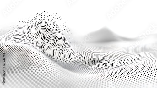 Abstract White And Black Dotted Wave Landscape