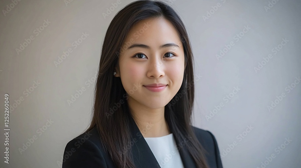 Confident Asian businesswoman portrait, studio, neutral background, headshot Confident Asian businesswoman portrait, studio, neutral background, headshot