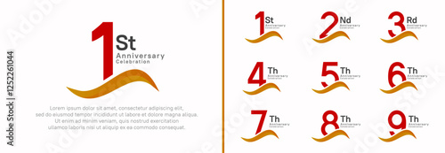 anniversary logotype set. vector design red color number can be use for special moment