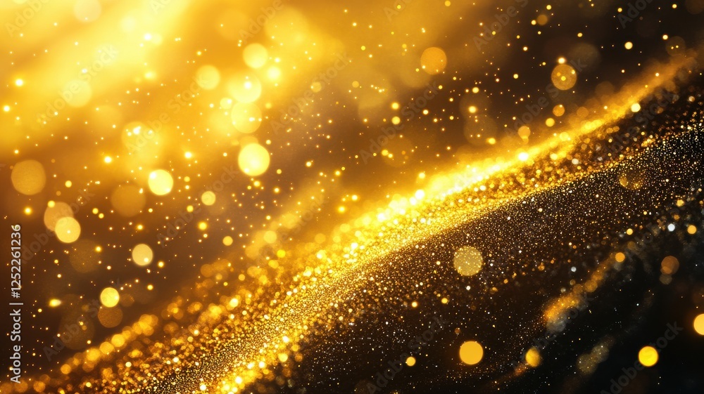 Shimmering Golden Glitter Background with Bokeh Light Effects Shimmering Golden Glitter Background with Bokeh Light Effects