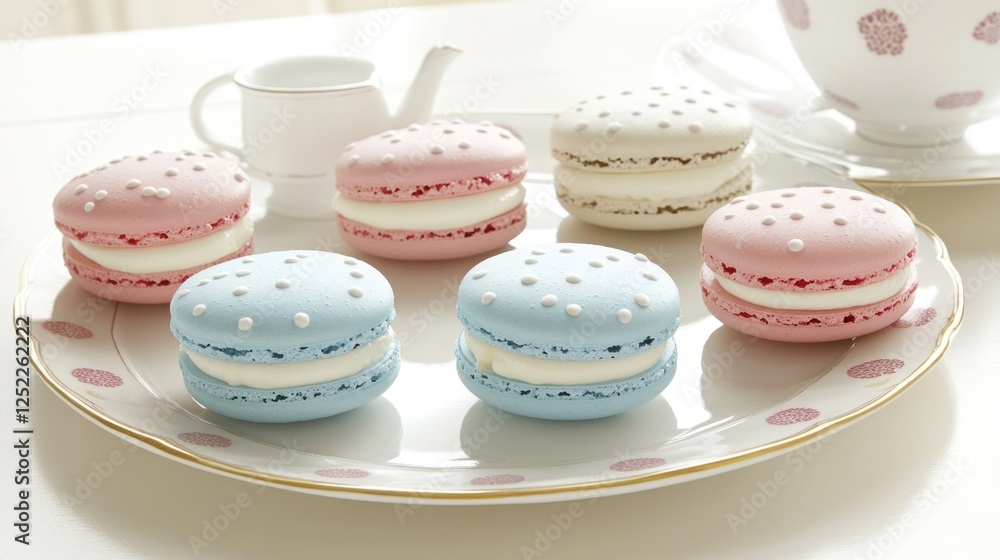 Fototapeta premium Pastel Macarons on Elegant Plate