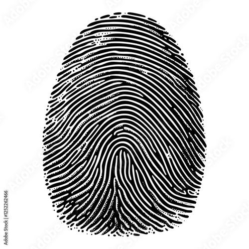 Fingerprint sketch engraving black and white outline. Scratch board imitation.