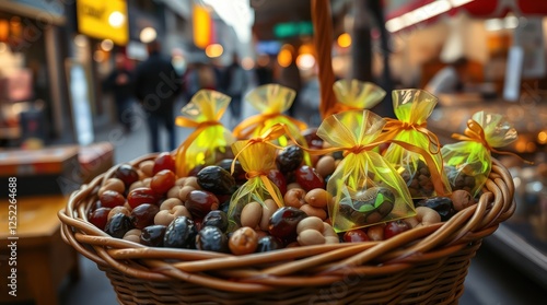 colorful easter eggs in a basket