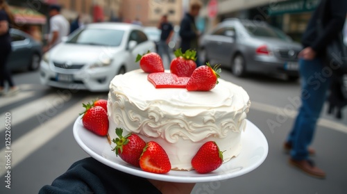 strawberry cake with whipped cream