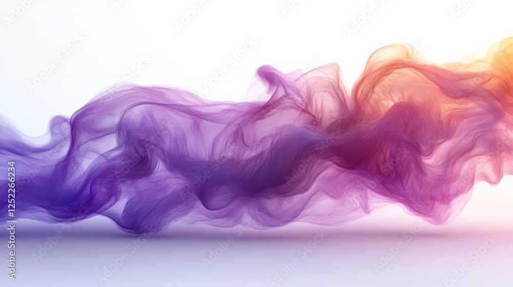 Purple and orange abstract smoke waves on a white background, creative art and design concept Purple and orange abstract smoke waves on a white background, creative art and design concept
