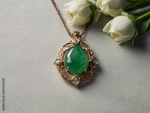 An jadeite necklace with a sophisticated and classic design.